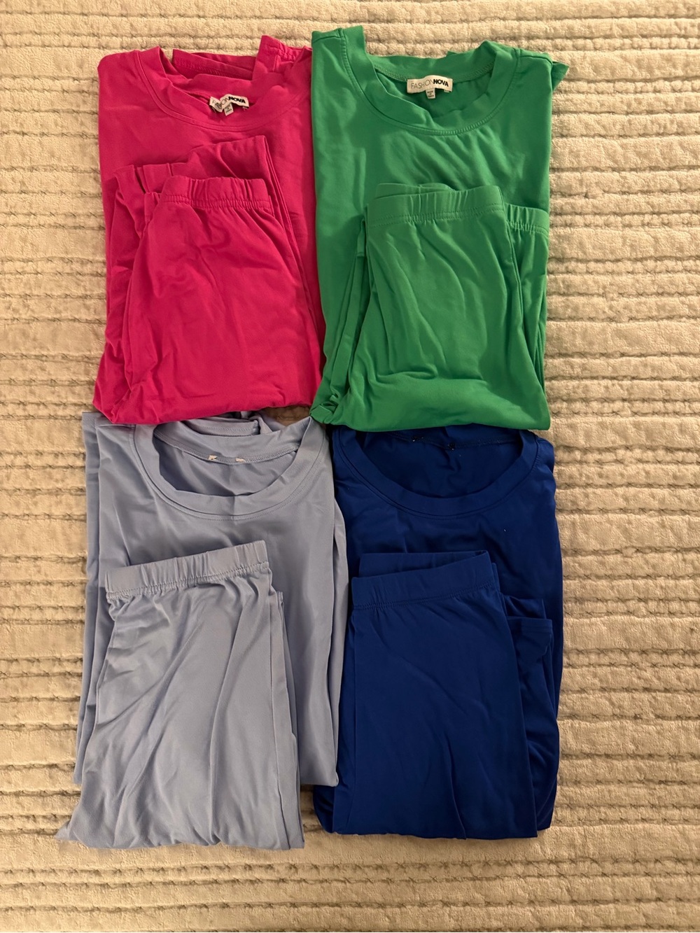 Fashion Nova Weekend Vibes Legging Sets - Pink, Green, Light Blue, Royal Blue